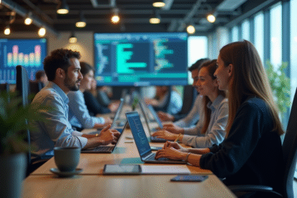 Groupe de developpeurs dans un bureau moderne lumineux