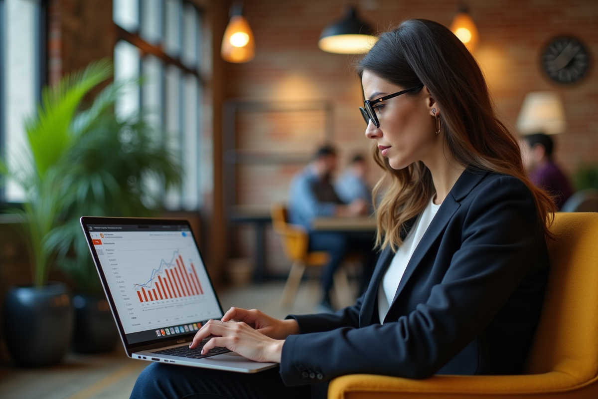 Femme professionnelle analysant des données AB test