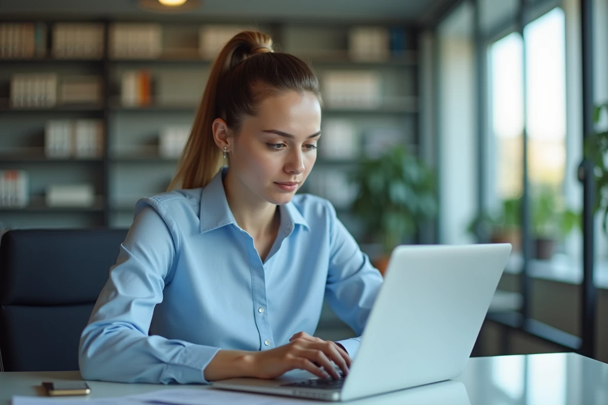 Femme au bureau travaillant sur un excel avec pivot tables
