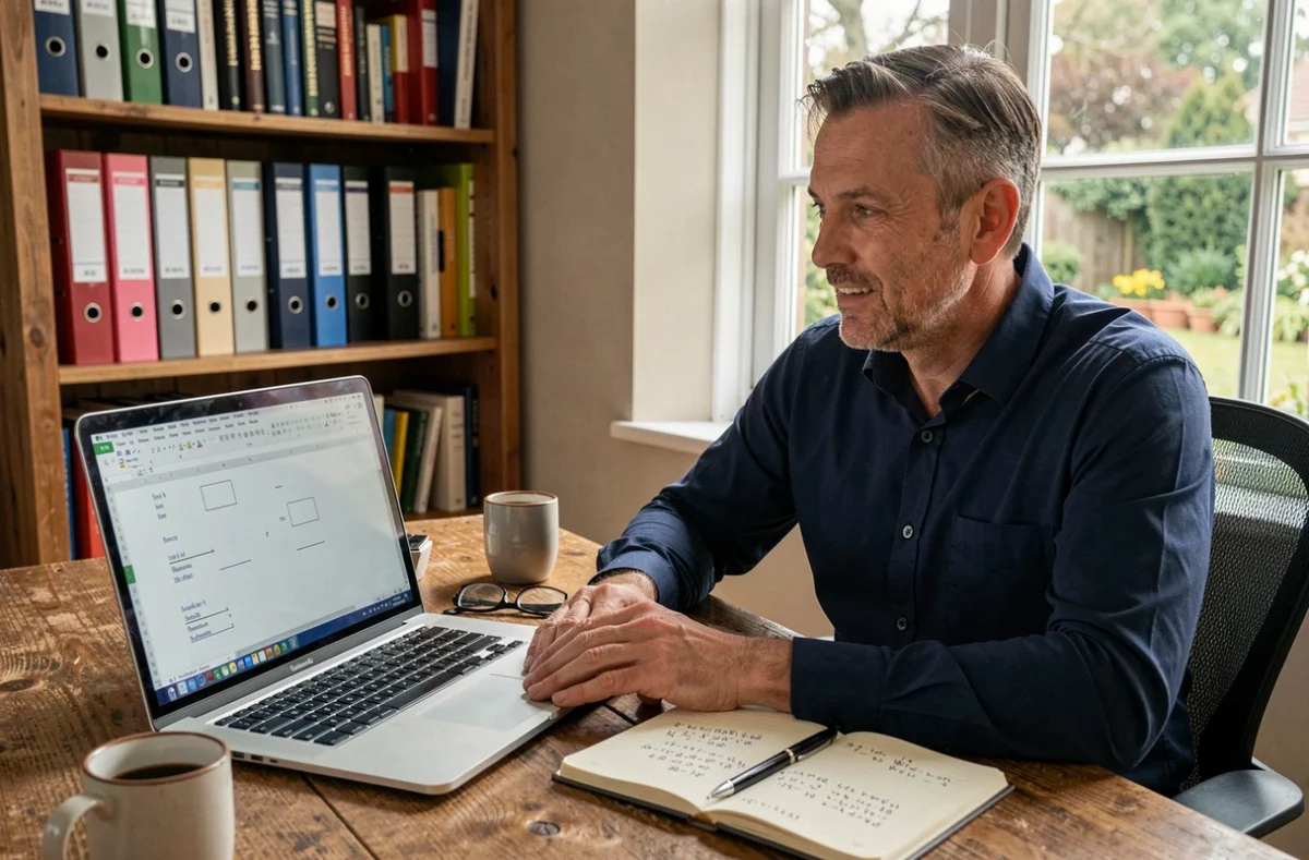 Homme en télétravail gérant des cellules vides dans une formule soustraction sur Excel